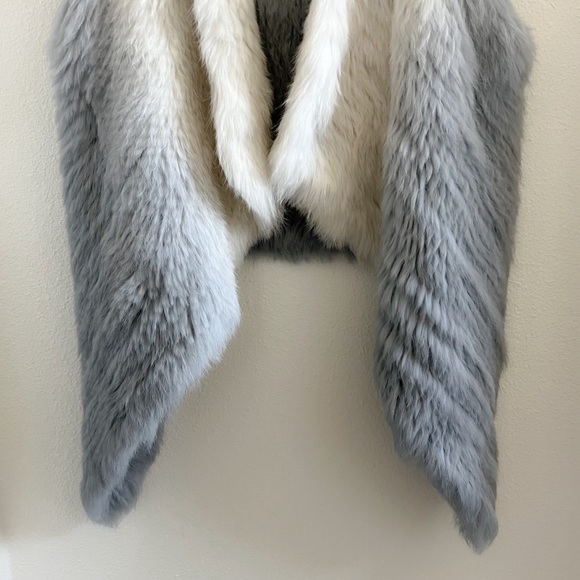 Italian Rabbit Fur Dip-Dye Sleeveless Vest S/M - Picture 3 of 8